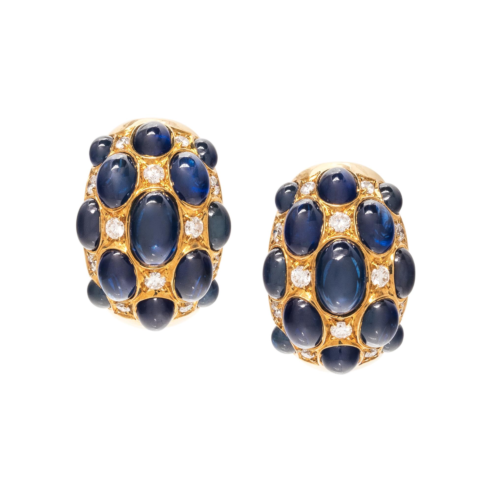 SAPPHIRE AND DIAMOND EARCLIPS