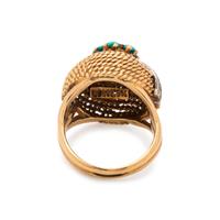 YELLOW GOLD, TURQUOISE AND DIAMOND RING