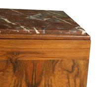 An Art Deco Style Burl Walnut Marble-Top Serving Cabinet