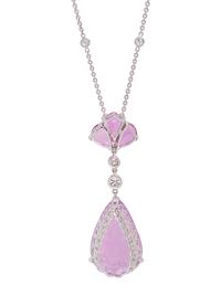 KUNZITE AND DIAMOND NECKLACE