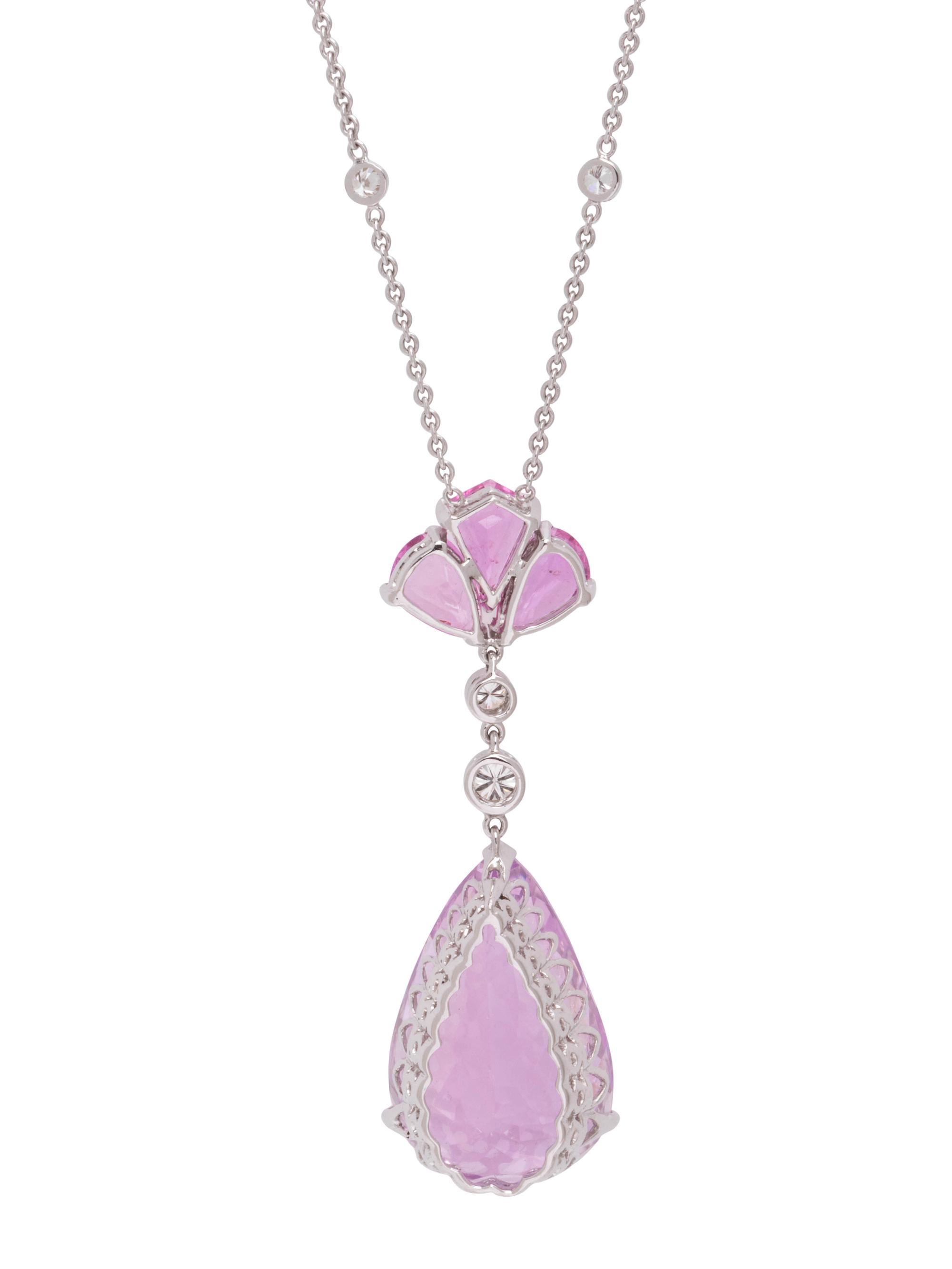 KUNZITE AND DIAMOND NECKLACE