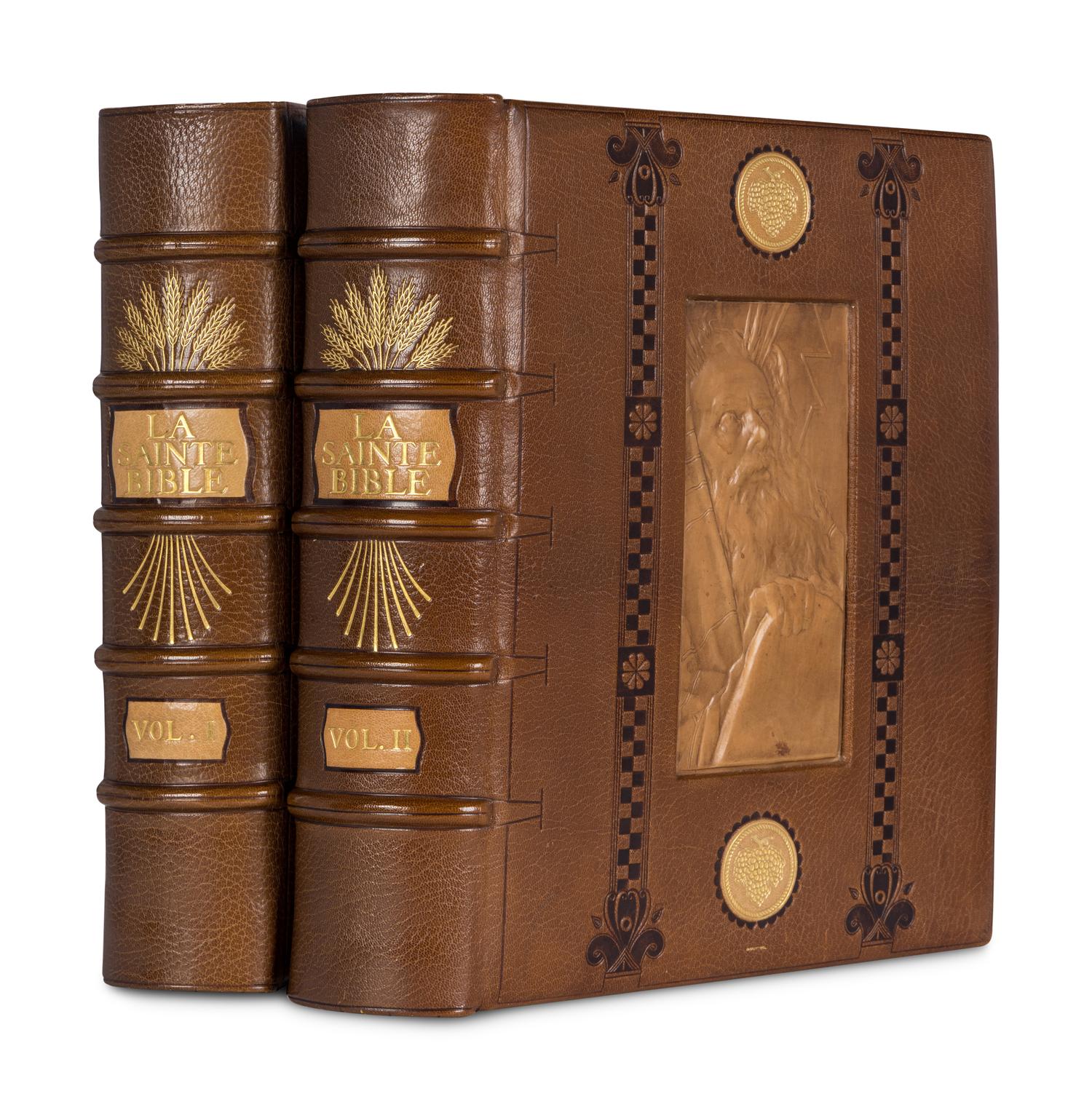 [BINDINGS] -- [BIBLE, in French]. TISSOT, James (1836-1902), illustrator. La Sainte Bible . Paris: M. de Brunhoff, 1904.