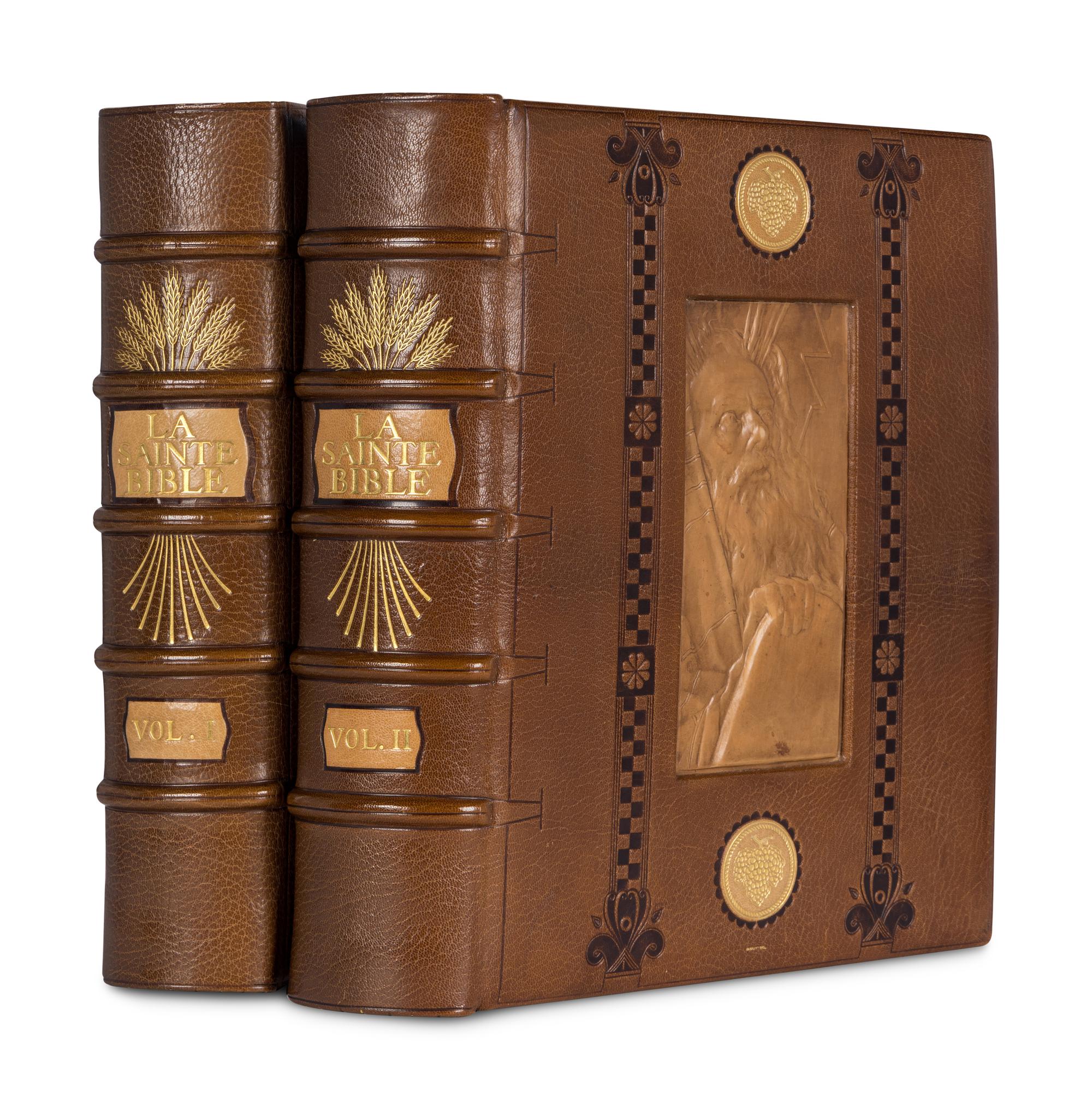 [BINDINGS] -- [BIBLE, in French]. TISSOT, James (1836-1902), illustrator. La Sainte Bible . Paris: M. de Brunhoff, 1904.