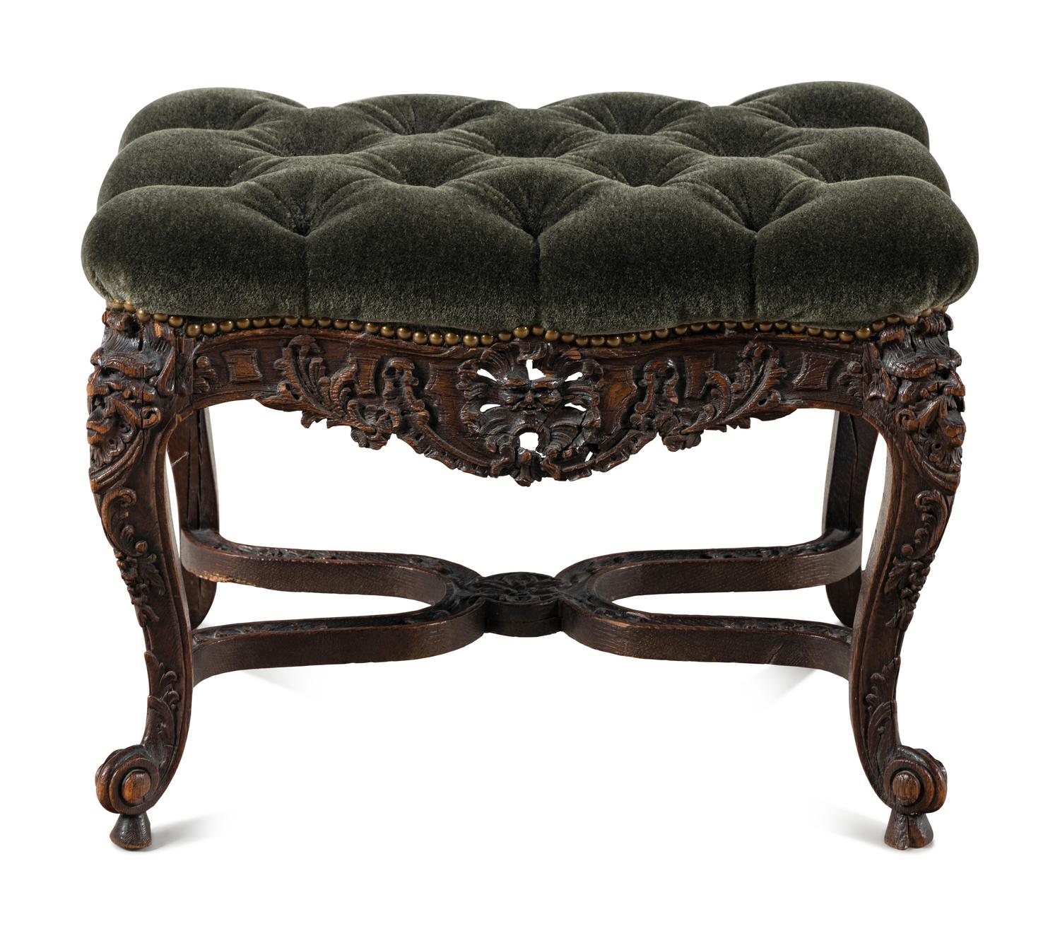 A Régence Carved Oak Stool