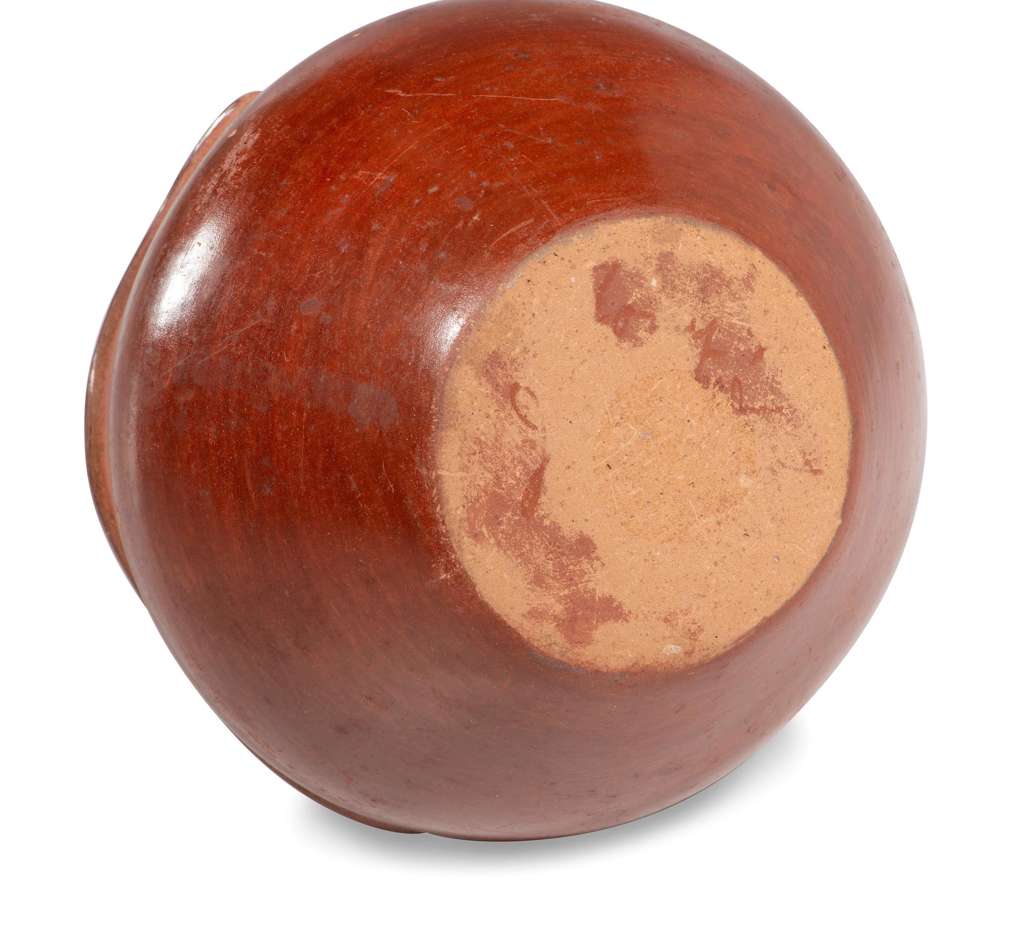 Santa Clara Redware Pottery Vase, with Avanyu