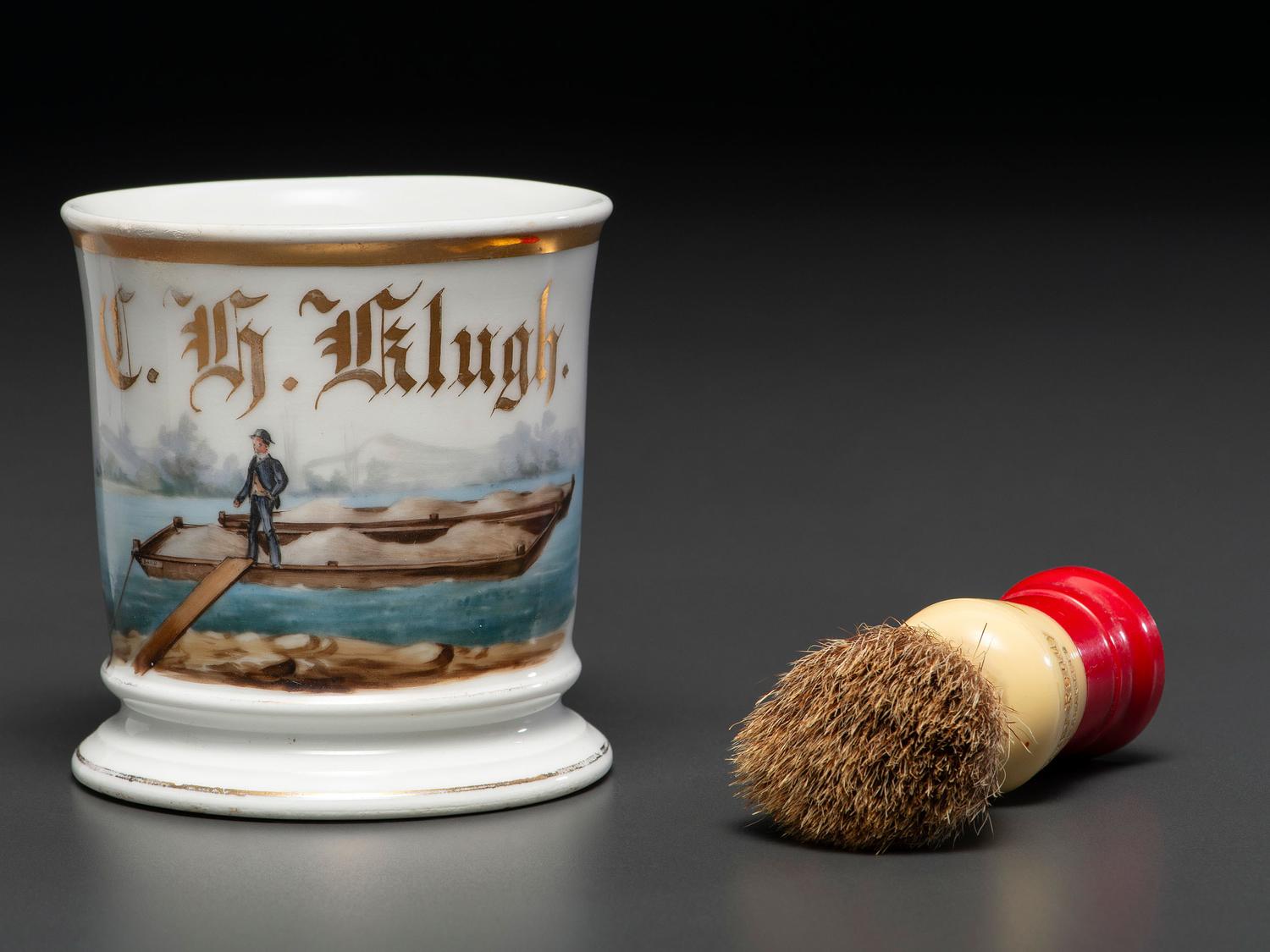 A Barge Tender's Porcelain Occupational Shaving Mug