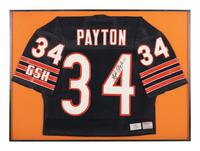 A Walter Payton Signed Autograph Chicago Bears Football Jersey Display (Beckett Authentication Services BAS Certified),