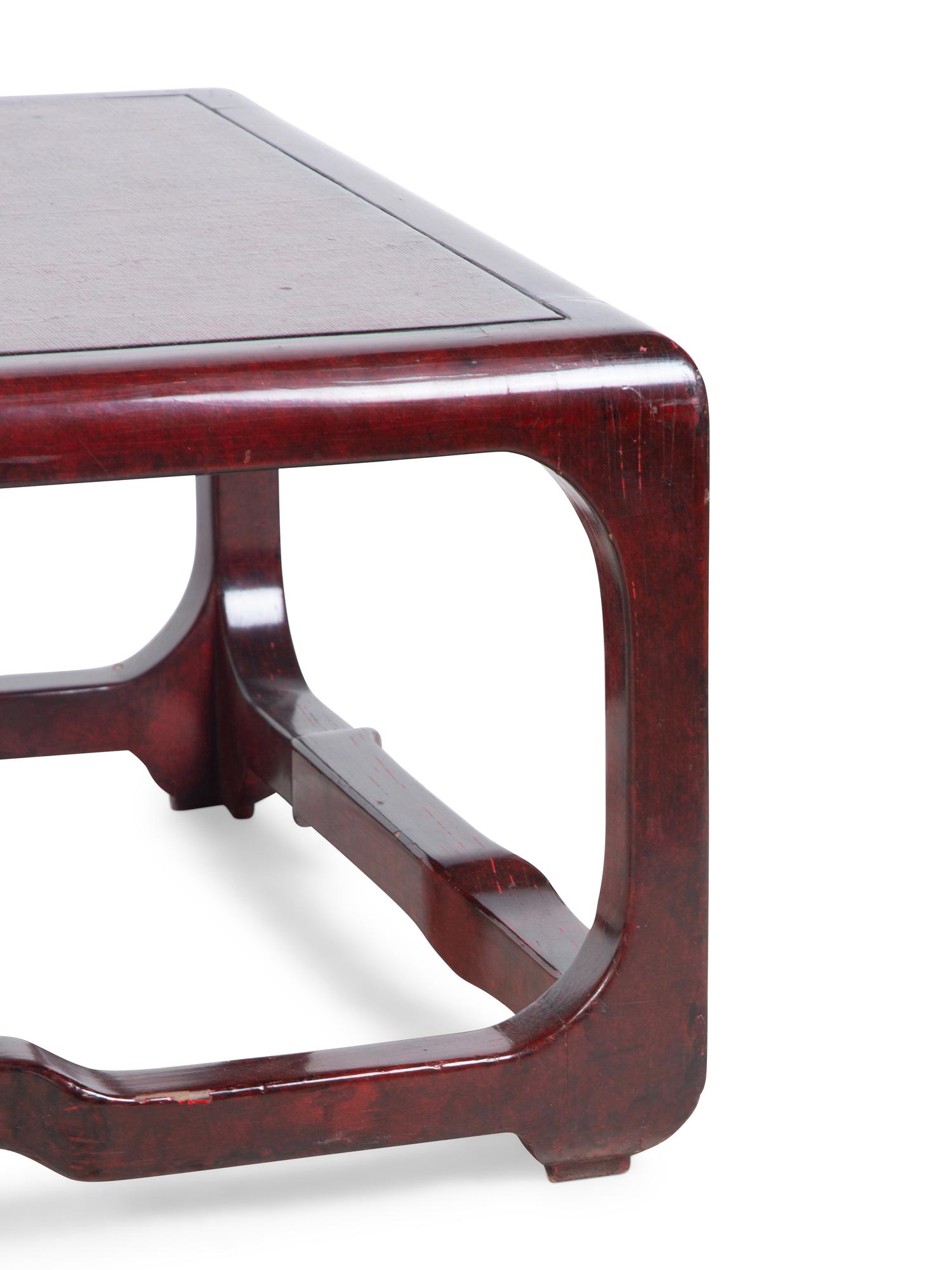 A Karl Springer Chinese Cube Red Lacquer Coffee Table — 20TH CENTURY