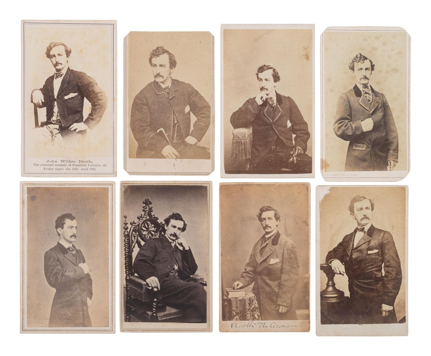 [LINCOLN ASSASSINATION]. A photographic study of John Wilkes Booth in 16 CDVs.