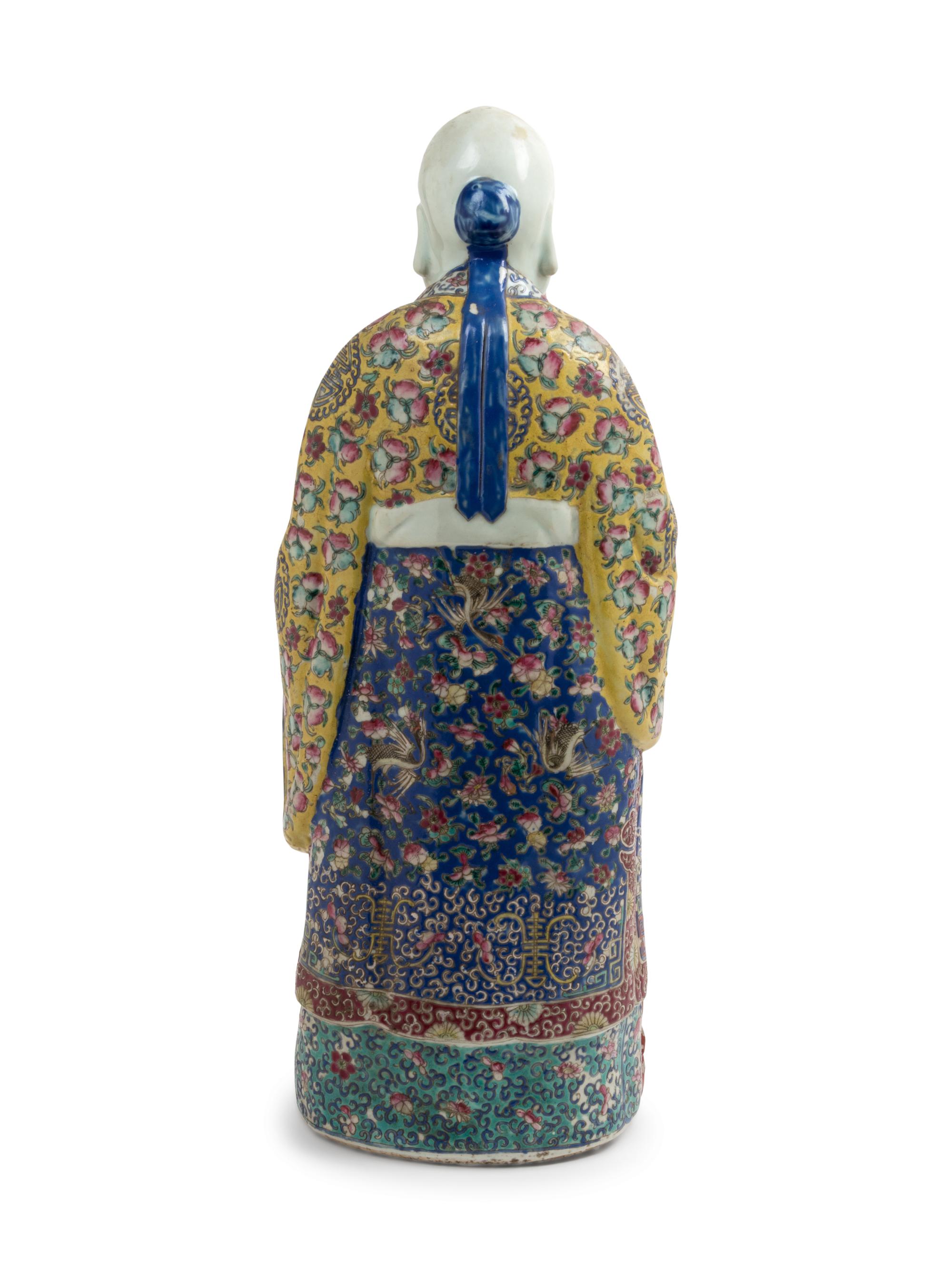 A Large Famille Rose Porcelain Figure of Shoulao