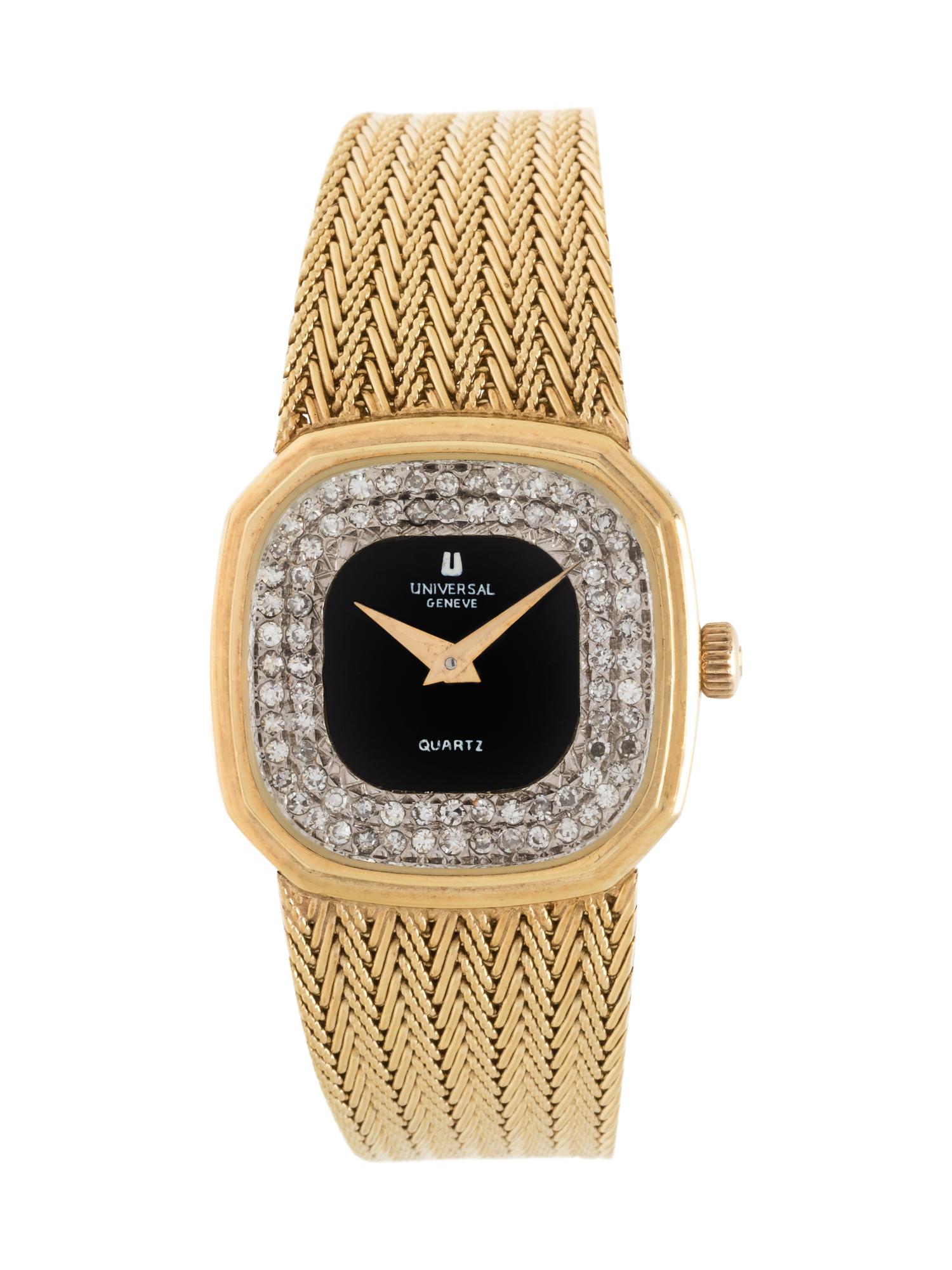 UNIVERSAL GENEVE, 14K YELLOW GOLD AND DIAMOND WRISTWATCH
