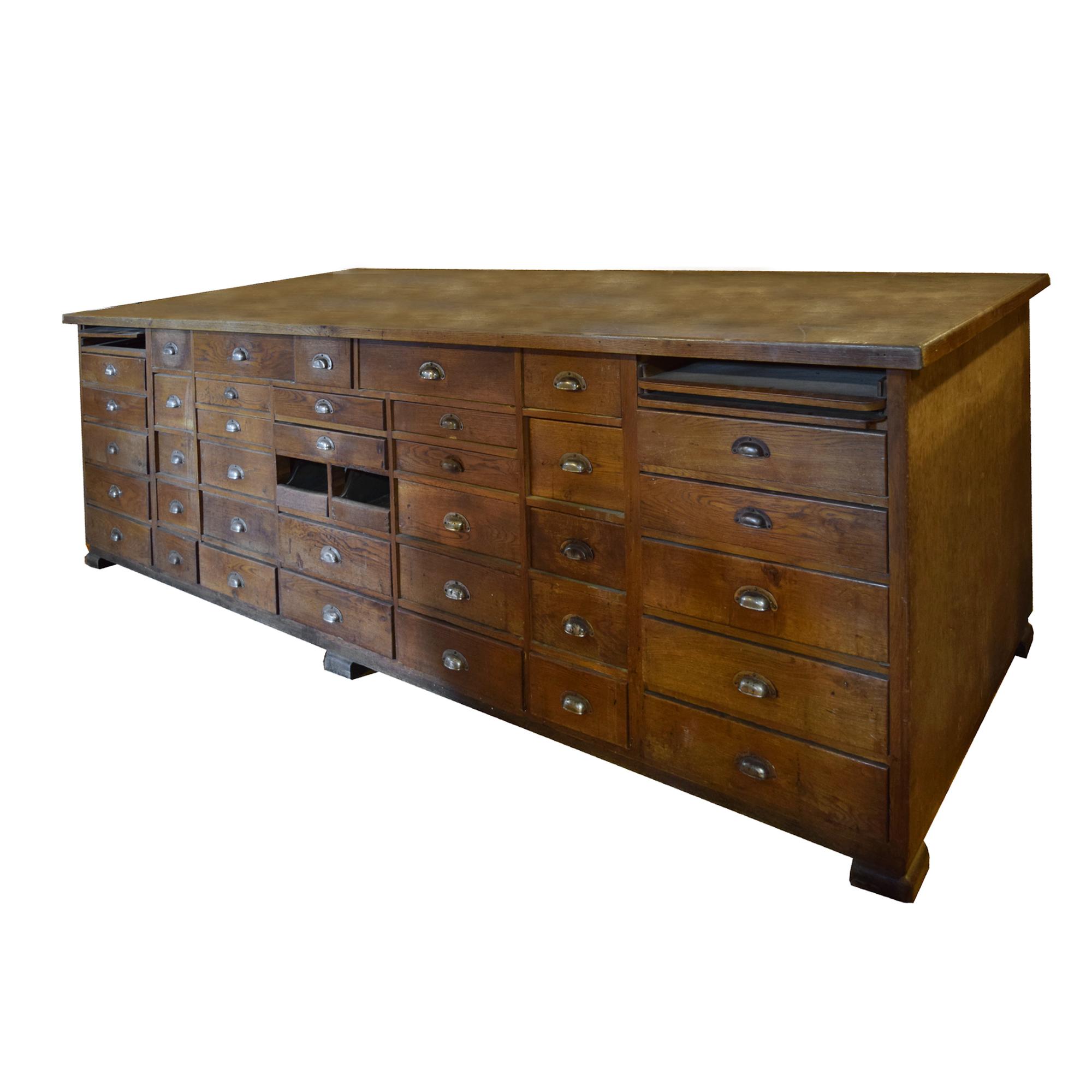 A Double Sided Store Counter 114.5" W x 40" D x 37" H — Czech Republic, 20th Century