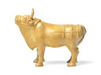 A Chinese Straw Glazed Pottery Figure of a Bull