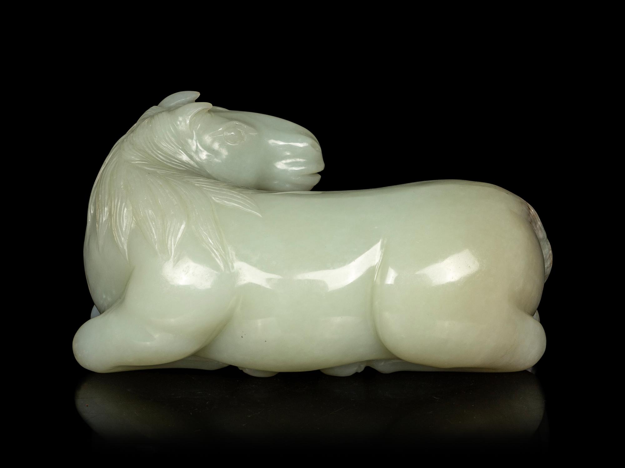 A Chinese Celadon Jade Horse