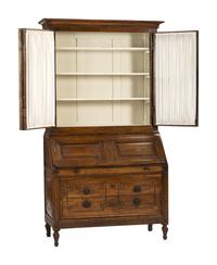 A Louis XVI Provincial Walnut Bureau Bookcase