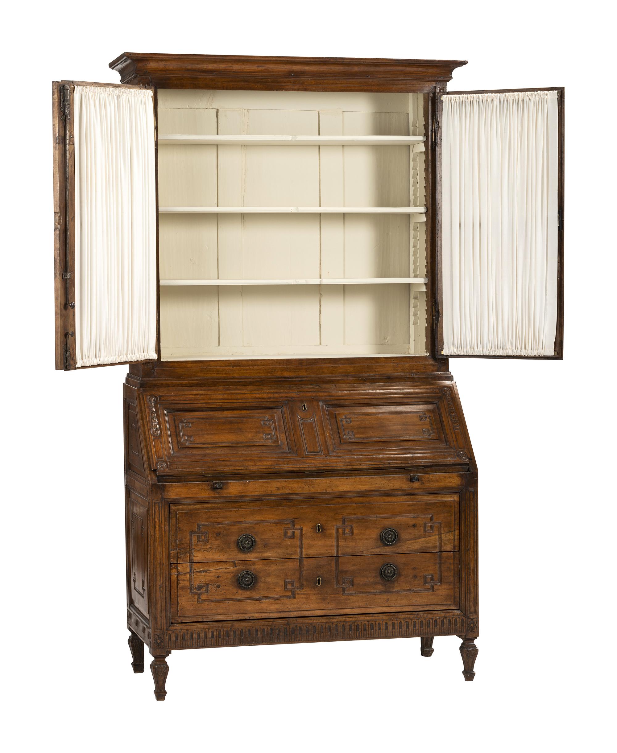 A Louis XVI Provincial Walnut Bureau Bookcase