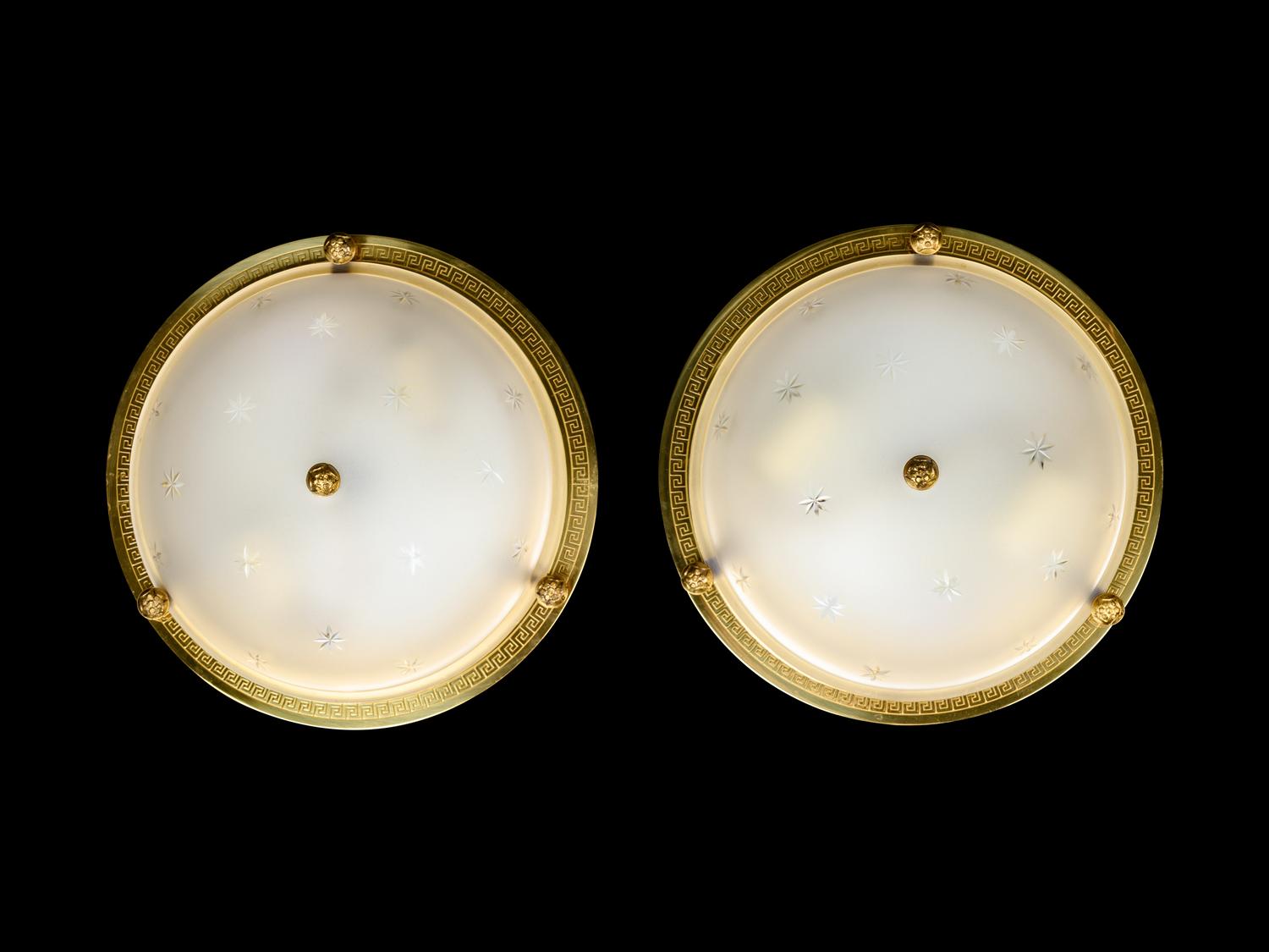 A Pair of Frosted Glass Plafonniers