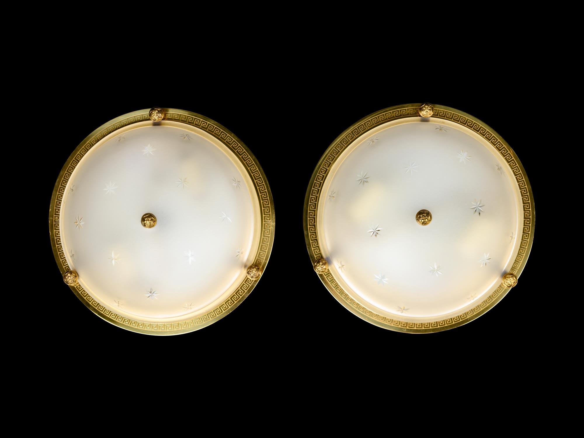 A Pair of Frosted Glass Plafonniers