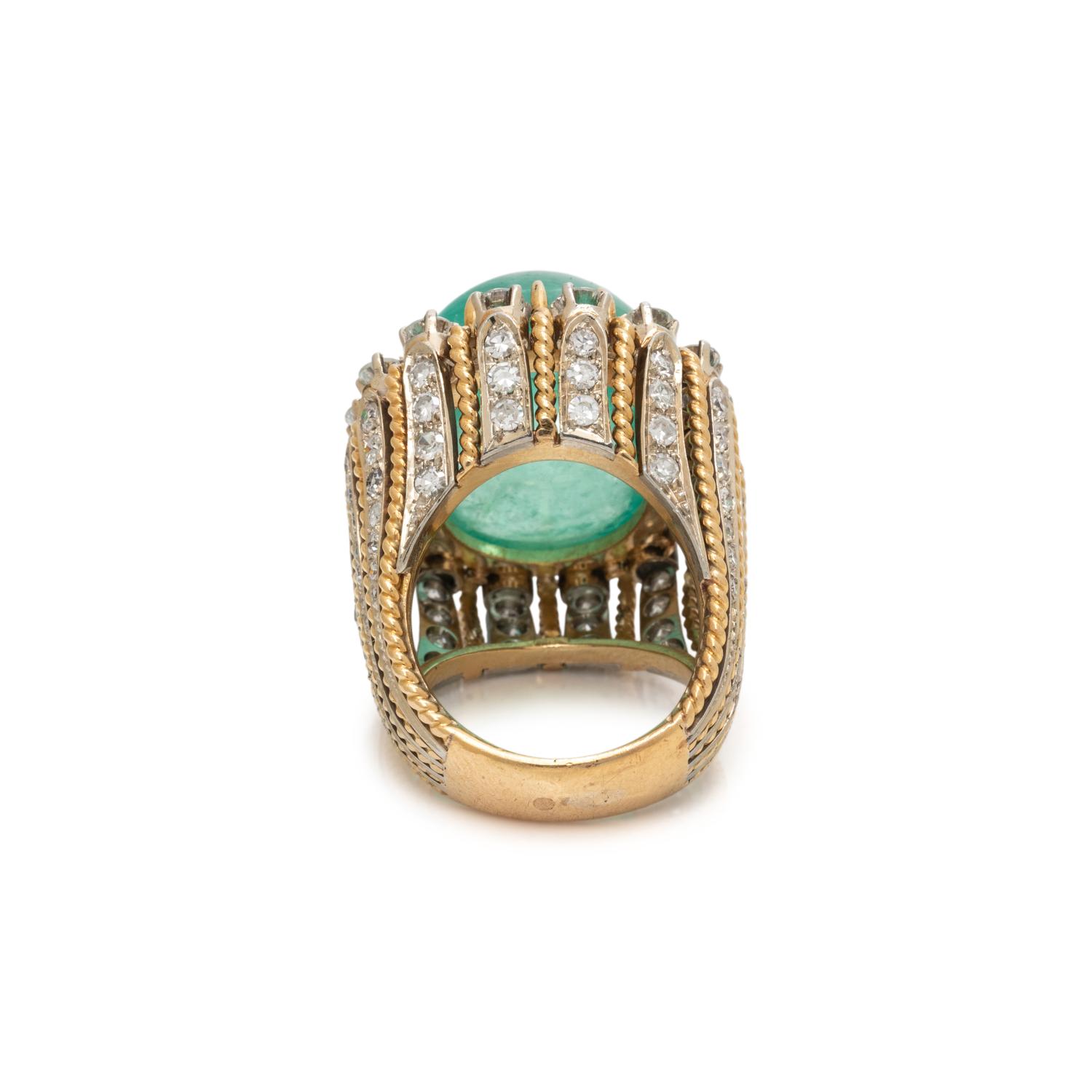 BICOLOR GOLD, EMERALD, AND DIAMOND RING