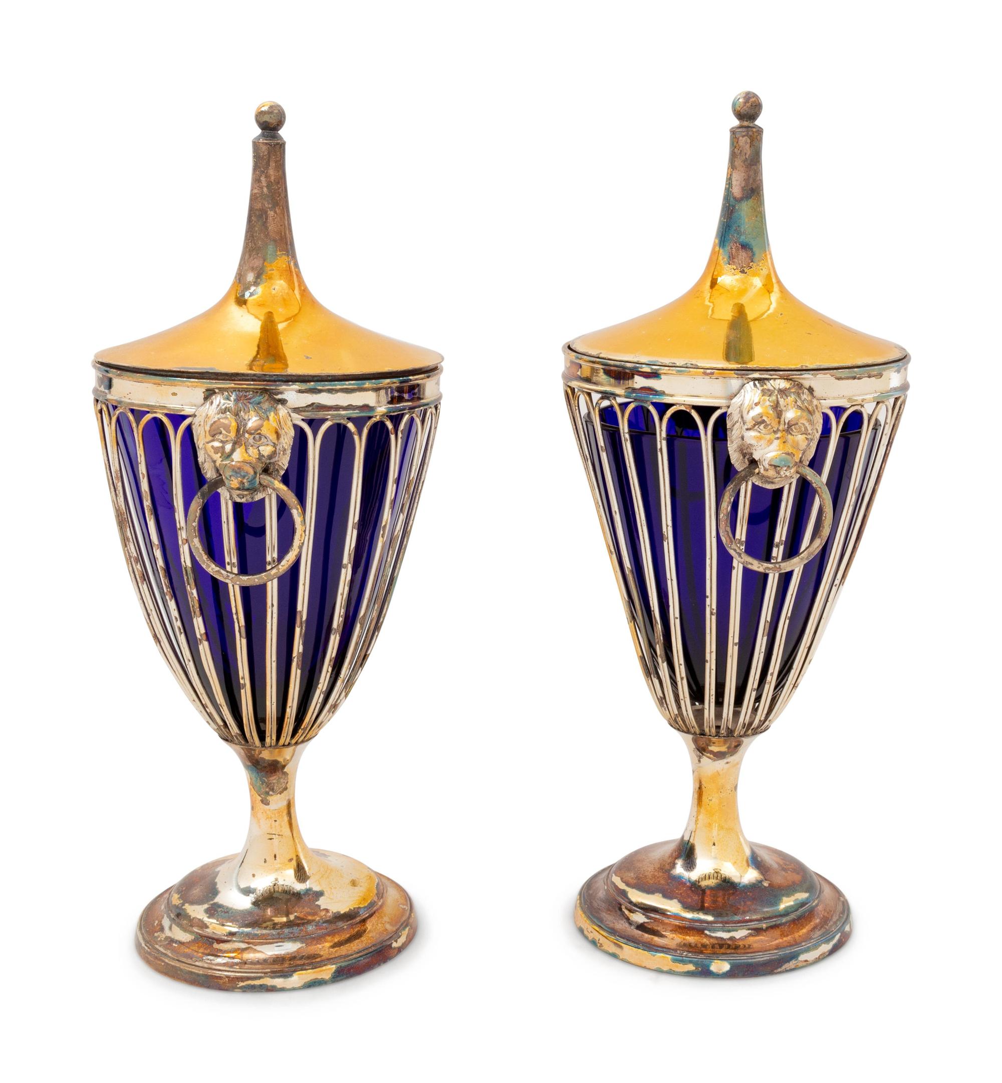 Two Pairs of English Silver-Plate Vases