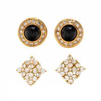 Two Pairs of Multigem and Yellow Gold Earrings