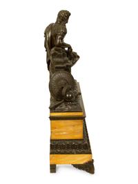 A Large Empire Style Bronze and Marble Figural Clock — LATE 19TH CENTURY