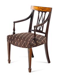 A Pair of George III Style Inlaid Mahogany Armchairs