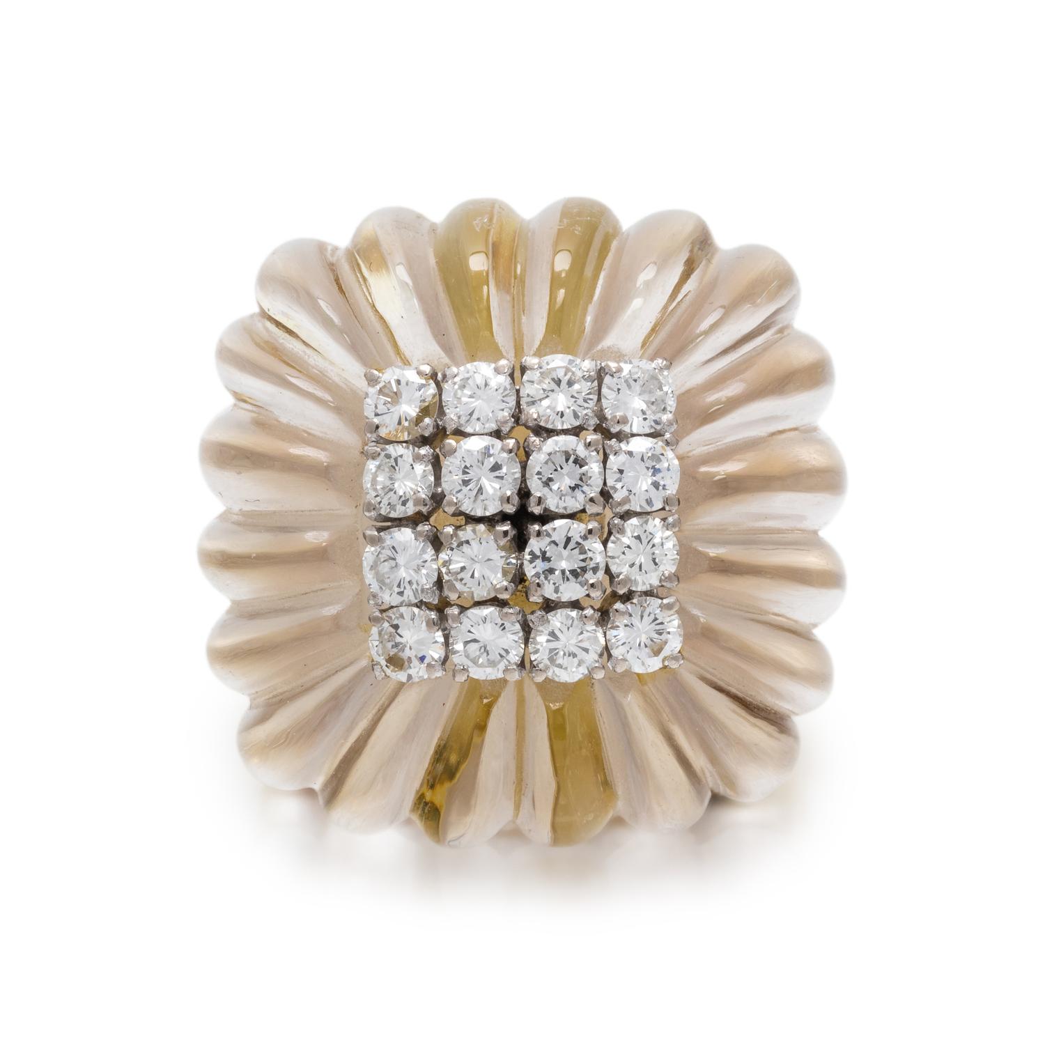ROCK CRYSTAL AND DIAMOND RING