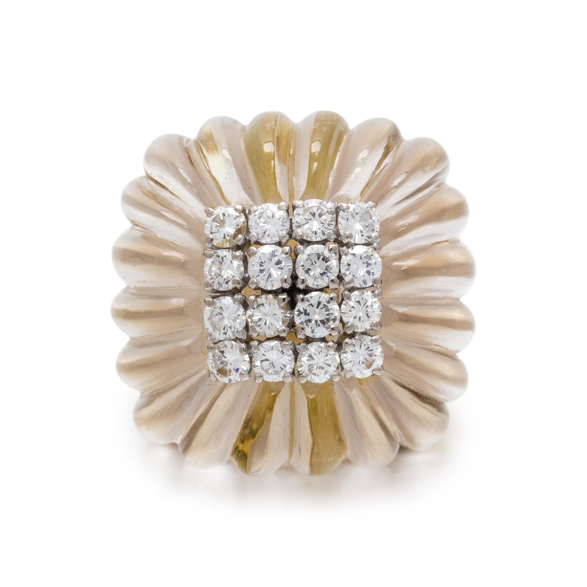ROCK CRYSTAL AND DIAMOND RING