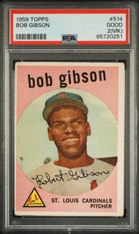 A 1959 Topps Bob Gibson Rookie Baseball Card No. 514 (PSA 2 MK GOOD)