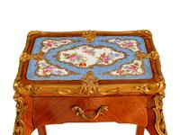 A Louis XV Style Gilt-Bronze and Porcelain-Mounted Kingwood Table en Chiffoniere — LATE 19TH/EARLY 20TH CENTURY
