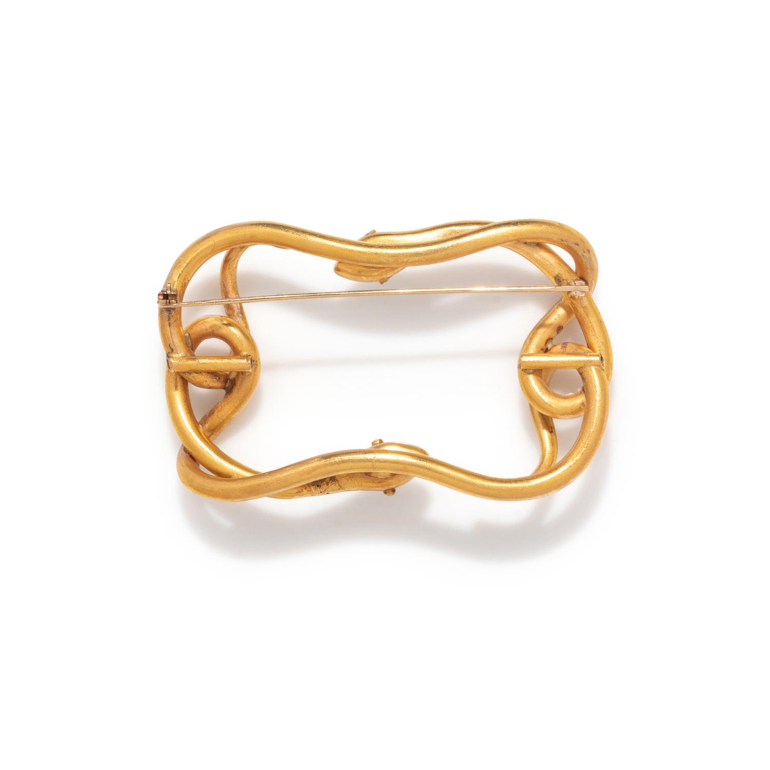 YELLOW GOLD AND SAPPHIRE SNAKE BROOCH