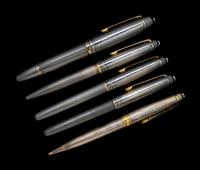 A Collection of Five Silver-Cased Montblanc Writing Instruments