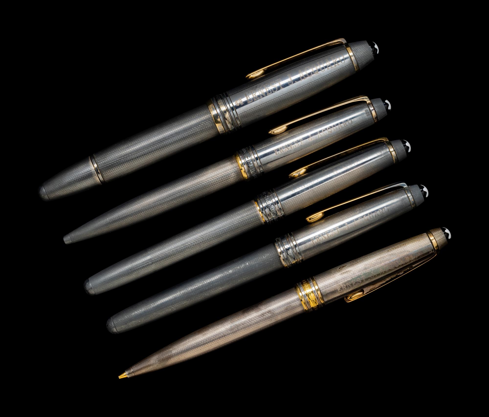 A Collection of Five Silver-Cased Montblanc Writing Instruments