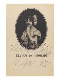 DE HIDALGO, Elvira (1892-1980). Black and white photographic postcard, signed (“Elvira de Hidalgo”), 1922.
