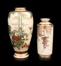Two Japanese Satsuma 'Floral' Vases