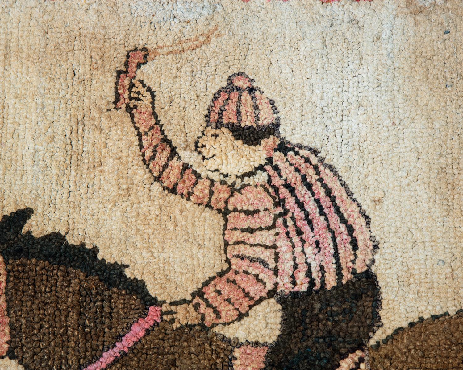 An American Horse and Jockey Hooked Rug