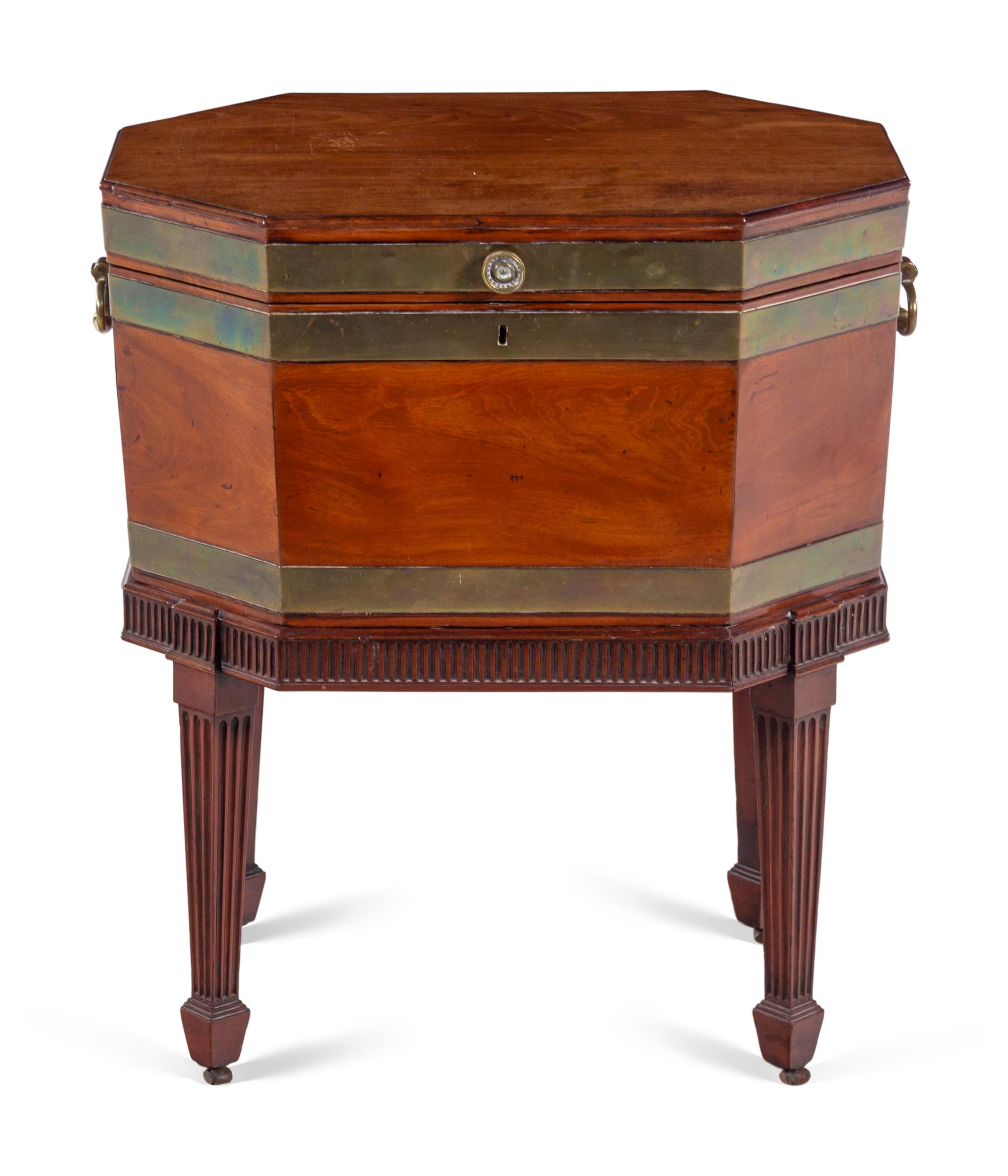 A Regency Brass Mounted Mahogany Octagonal Cellarette