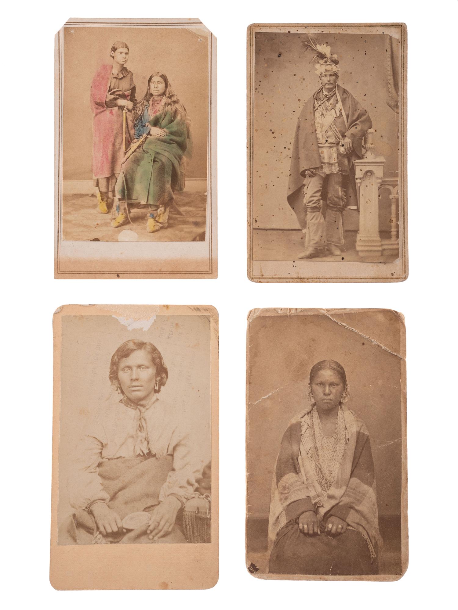 [NATIVE AMERICANS]. A group of 4 CDVs of Iroquois, Sac & Fox, and Winnebago subjects, comprising: