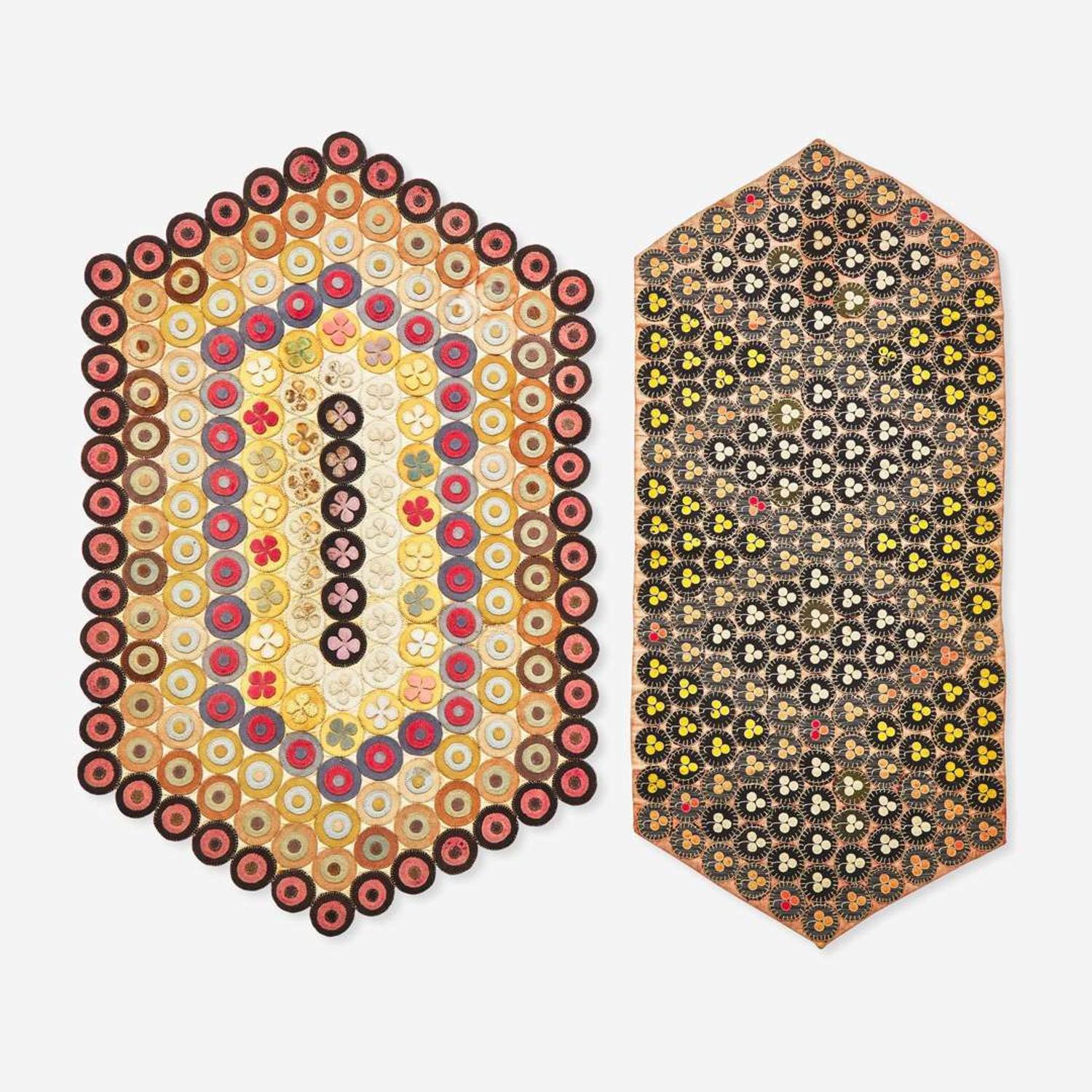 Two wool and cotton Penny table rugs early 20th century