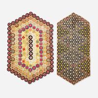 Two wool and cotton Penny table rugs early 20th century