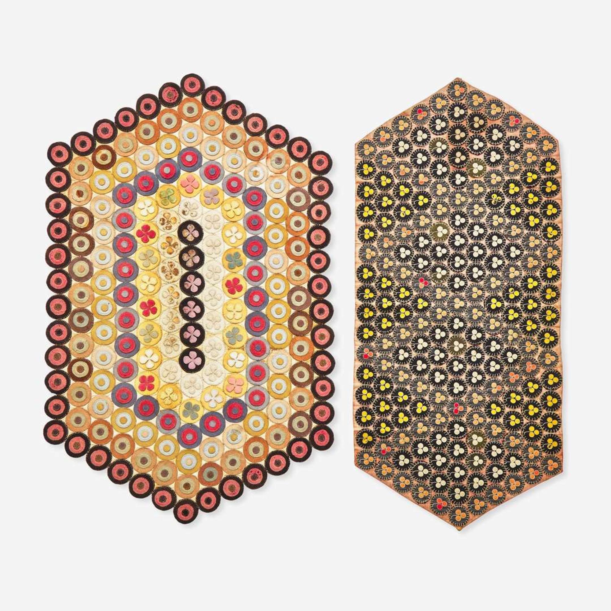 Two wool and cotton Penny table rugs early 20th century