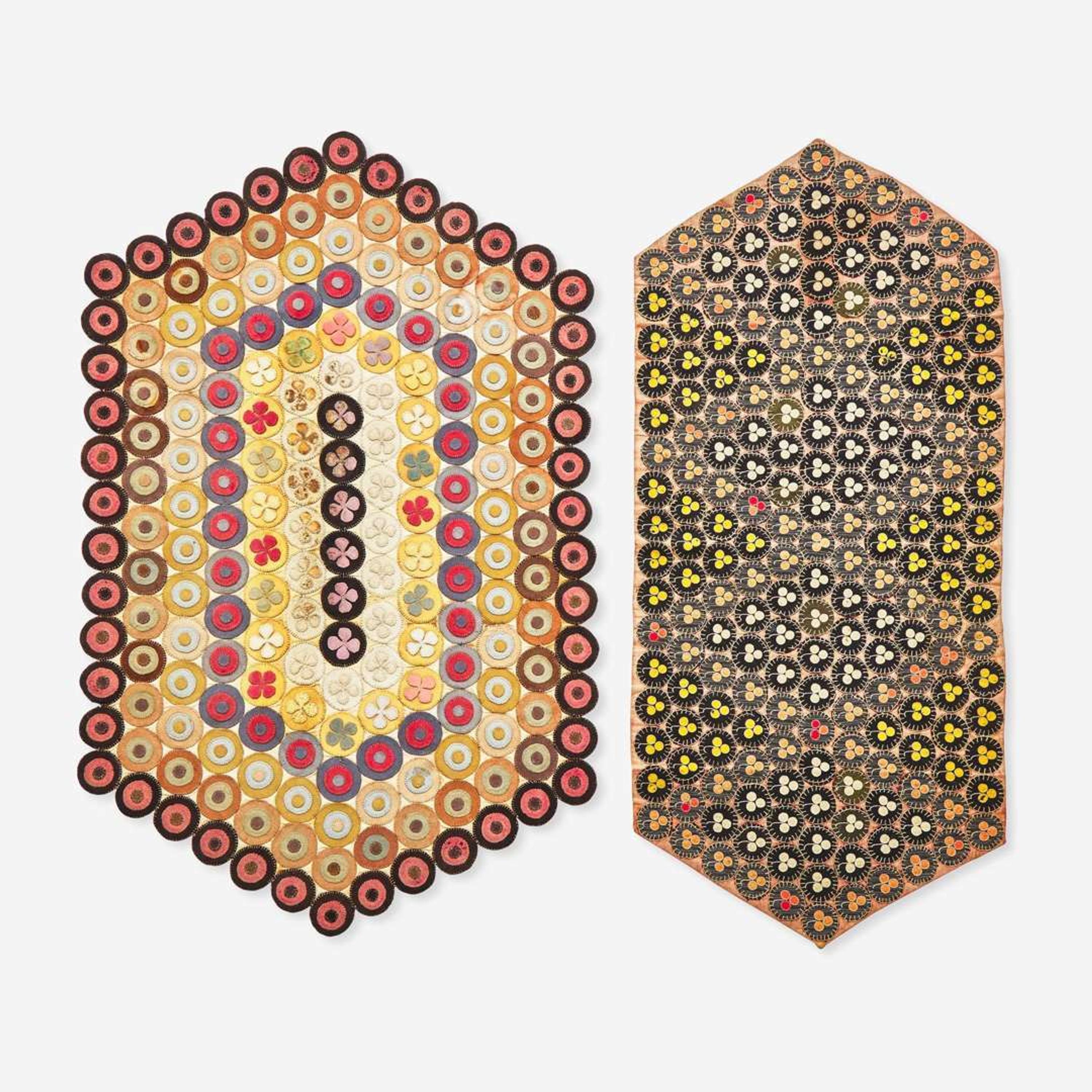 Two wool and cotton Penny table rugs early 20th century