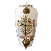 A Hand-Painted Porcelain and Brass Coffee Bean Dispenser 13.5" W x 15" D x 29" H — Italy, Circa 1900