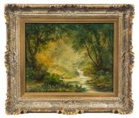 Continental School, (Late 19th century), Forest Landscape with Figure