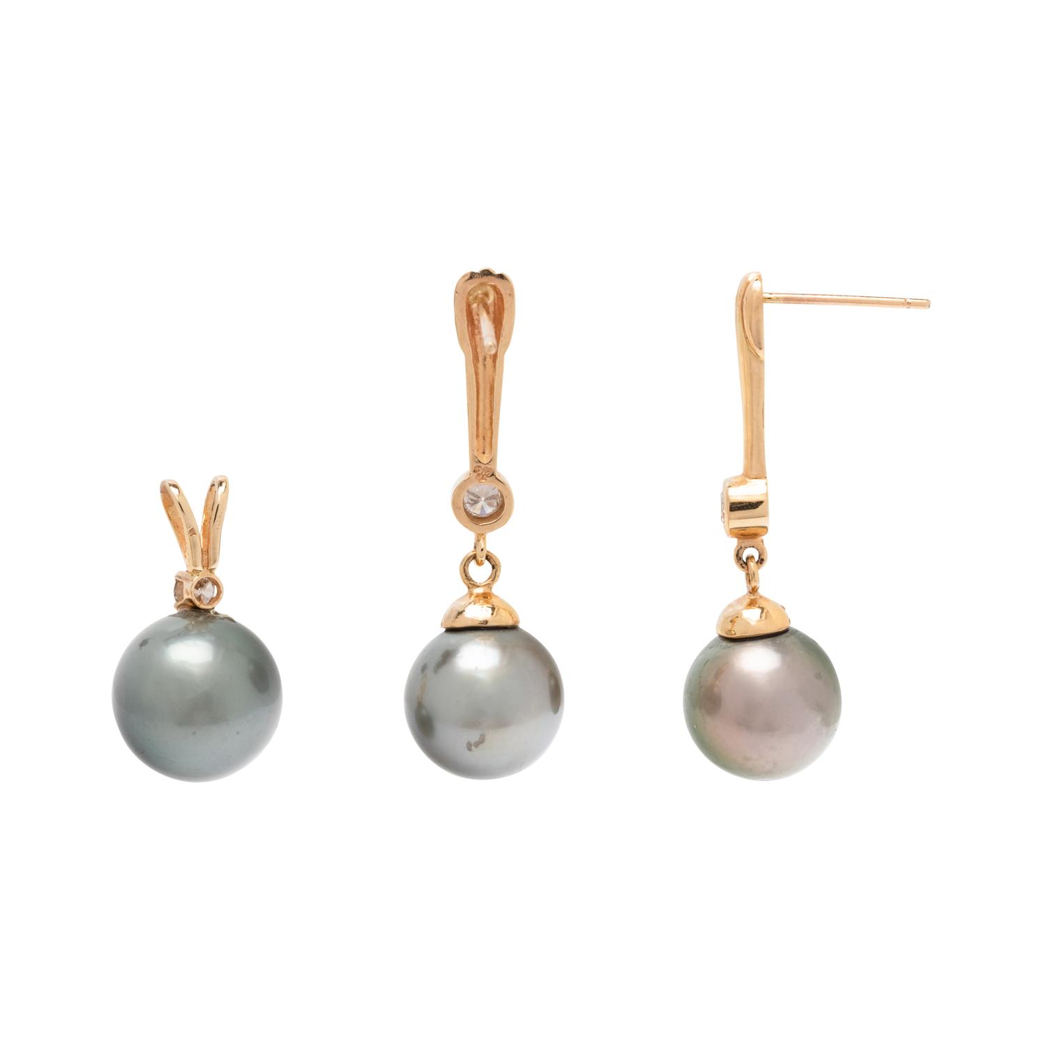 COLLECTION OF CULTURED TAHITIAN PEARL AND DIAMOND JEWELRY