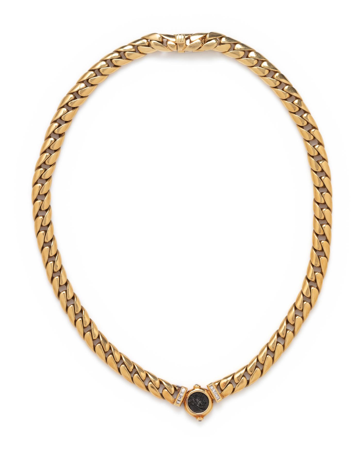 BULGARI, YELLOW GOLD, COIN AND DIAMOND 'MONETE' NECKLACE