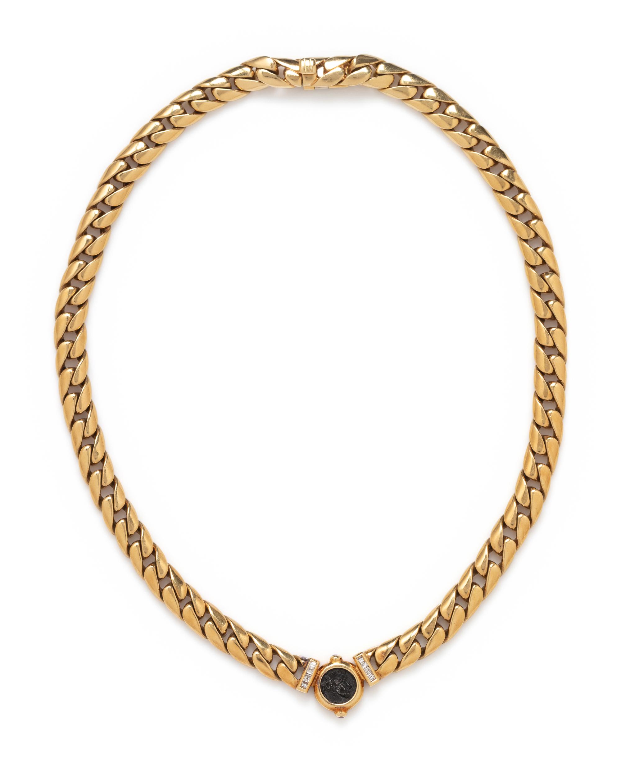 BULGARI, YELLOW GOLD, COIN AND DIAMOND 'MONETE' NECKLACE