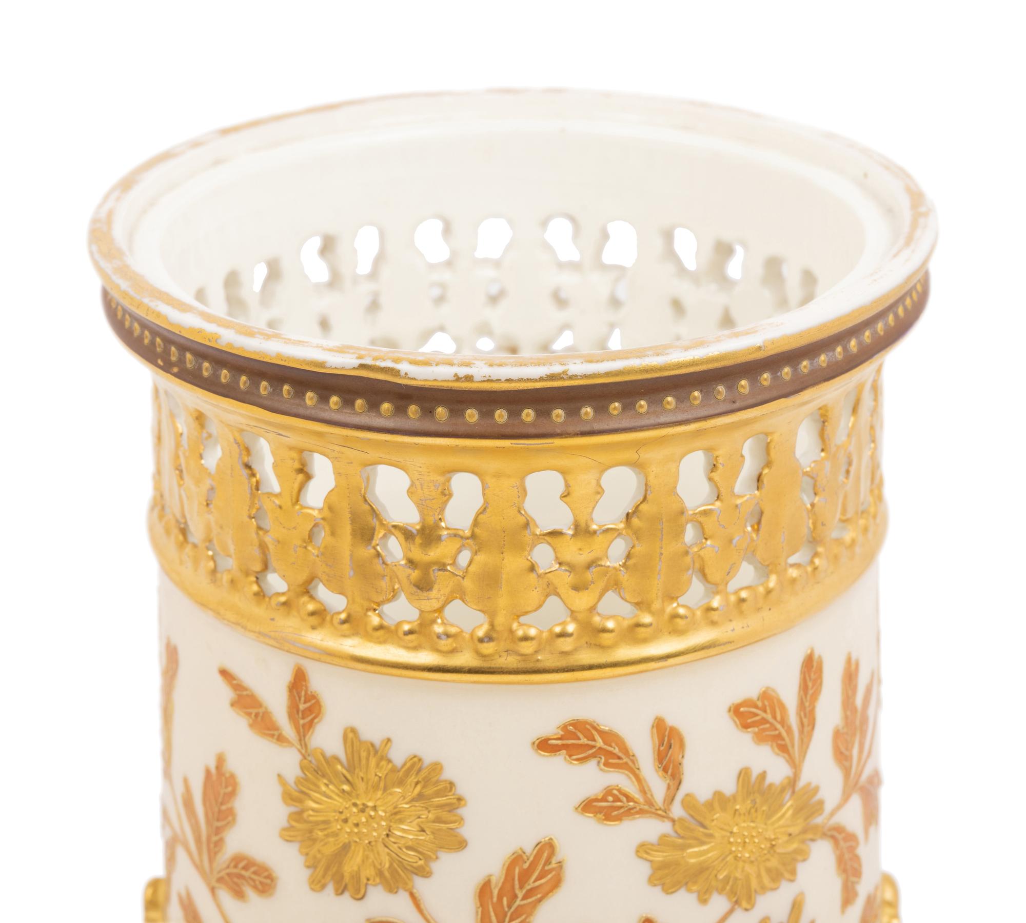 An Aesthetic Movement Gilt Decorated Earthenware Vase