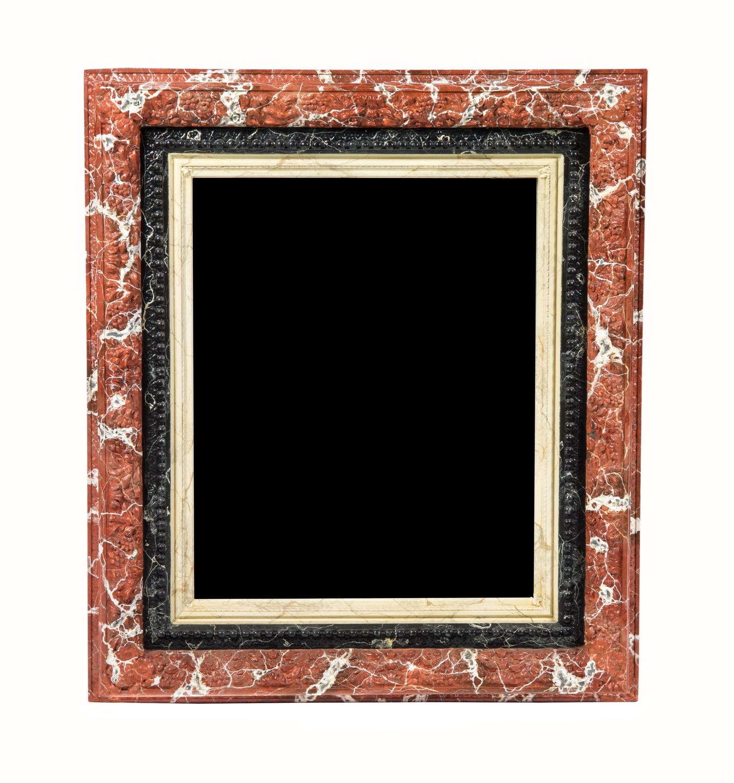 A Pair of Faux Marble Mirrors, Height 40 x width 34 3/4 inches.
